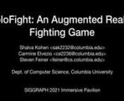 Shalva Kohen (sak2232@columbia.edu)nCarmine Elvezio (ce2236@columbia.edu)nSteven Feiner (feiner@cs.columbia.edu)nDept. of Computer Science, Columbia UniversitynnSIGGRAPH 2021 Immersive PavilionnnAugmented Reality (AR) provides opportunities to create exciting new kinds of digital entertainment, such as watching movies on a large virtual screen or playing games that interact with a real physical room. While a number of AR games have been built, many do not build on the control innovations found i