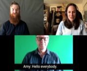 Amy Tsilemanis interview with Ramas McRae, interpreted by Paul Houston.nnImage: 3 people in a recorded Zoom meeting: top left a smiling bearded man with a grey background, top right a brown-haired woman with headphones in a creative studio, bottom middle, a man with glasses on green background. White captions are on the bottom of the screen over a black strip.nnWell! Amy is busy working on the second half of Season 1 of Gather with Minerva’s Books &amp; Ideas, a podcast exploring the lives of