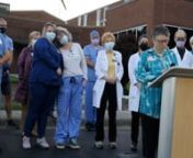 Melanie Childers, Director of Spiritual Care, speaks at the Appalachian Regional Healthcare System COVID-19 Care Vigil on September 2, 2021 outside Watauga Medical Center in Boone, NC.nnTranscript:nnMy name is Melanie Childers. I am the director of spiritual care for Appalachian Regional Healthcare System. I have been a chaplain at this institution for 23 years. My job is to provide support to people who are in crisis—whether that’s by trauma, or debilitating illness or injury. So, I am accu