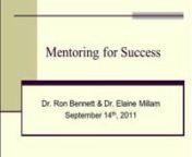 This seminar will cover the fundamentals of mentoring in the context of helping the mentee develop a lifelong learning/leader plan based on their passions, goals and purpose.It will be discussed within the framework of the engineering profession and will focus on career development instead of strictly technical engineering mentoring.nnAttendees will leave understanding:n* The value of mentoringn* Roles of mentors and menteesn* What to expect from a mentoring relationshipn* Finding the best mat