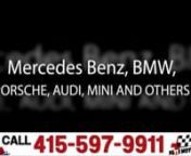 CALL US TODAY: 415-597-9911. Nissi Motors is a true dealer alternative independent service center for your Mercedes Benz, BMW, Mini, Porsche and other European cars as well as Japanese imports and domestics. Nissi Motors specializes in maintenance services, diagnosis, repairs, and tunings for all makes of Cars.nnhttp://www.localvideo.tv/california-ca/millbrae/mercedes-benz-repair-service-porsche-maintenance-mechanic-millbrae/nnNissi Motors specializes in tuning your vehicle to