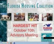 Notes from this 45 Minute Meeting:nnFlorida Housing’s underwriters are now working on cases export on Sept 6-17.nnNicole asked if there is interest in another face to face regional training.More than 70% of the responses indicated Yes.nnEach of the HHF agencies have recently been contacted by Seltzer, who is starting to monitor ineligible, cancelled and stagnant cases.nnThe Participating Servicers list was recently updated and it lists 179 servicers.There are also three servicers tha