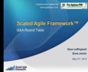 Listen to a great Q Scaling Software Agility: Best Practices for Large Enterprises , and Managing Software Requirements: First and Second Editions.nnDrew Jemilo has over 20 years of experience using Agile, Lean, and traditional methodologies in companies ranging from lean startups to global corporations. He has worked in the US and Europe applying technical and leadership experience in Agile program and portfolio management, change management, organizational design, coaching, and training. He ha