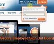 www.signoutportal.comnnSignoutPortal.com provides a quick and easy centralized employee sign out board. Quickly and easily sign out/in on your smart device or web site by securely posting your location so those in your work group or company can know where you are. A quick swipe on the app will instantly sign you out to a meeting and then broadcast that update to the centralized, web based employee sign out board. Sign out/in to meetings, on the phone, vacation, at my desk, Do Not Disturb, Gone H