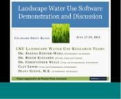 Western Water Assessment - Webinar - June 28, 2012nnLandscape Water Use Software - Demonstrationn- analyze urban landscape water use patterns to identify locations with capacity to conserve; n- design, tailor and target water conservation policies and programs; n- monitor water use on a city-wide basis over time. nnIn this webinar, the presenters provide background on this water management and information tool;demonstrate the functions of the software in real-time, and answer questions from