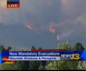 This is a segment I produced during the our wall-to-wall coverage of the Waldo Canyon fire. We had sent a crew out to the the north end of Mountain Shadows at about 3p.m. June 26th, about an hour later the fire started to come down the ridge. In the middle of the press conference, officials announced mandatory evacuations for Mountain Shadows and Peregrine. Jaclyn called in just minutes after the announcement to tell us they were seeing flames. We quickly moved over to her live shot. The picture
