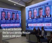 Vladimir Putin thanks Russians for voting and backing him as he hails an election victory that paves the way for the former spy to become the longest-serving Russian leader in more than 200 years.