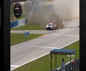 IMSA 2024 12H Sebring Qualifying Jaminet Crashes from rip wap hard video