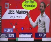 Kinematics &#124; Motion &#124; One Dimension motion JEE Mains PYQs &#124; Kinematics JEE Mains PYQs_ JEE Main PYQs _ PYQs, Physics, Kinematics #jeemains #aksir #onedimensionmotion #pyqs #kinematics #class11th #class 11 #physics #motion &#60;br/&#62;&#60;br/&#62;In this Kinematics JEE Mains PYQs Live Lecture.&#60;br/&#62;In kinematics Live lecture, I&#39;ll discuss JEE Mains question based on distance, displacement, velocity, acceleration, projectile motion, relative motion, graphical analysis.&#60;br/&#62;Distance: actual path length covered by the body is called distance.&#60;br/&#62;Displacement: shortest path length covered by the body is called displacement.&#60;br/&#62;Speed: rate of distance with respect to time is called speed.&#60;br/&#62;Velocity: rate of change of displacement is called velocity.&#60;br/&#62;Acceleration: the rate of change of velocity with respect to time is called acceleration.&#60;br/&#62;Relative Motion: relative motion of a object with respect to other object.&#60;br/&#62;Equation Of trajectory: Locus of all points on which a particle move in projectile motion is called equation of trajectory.&#60;br/&#62;Time of flight: Total time taken by the the body in projectile motion is called time of flight.&#60;br/&#62;Range: Horizontal distance covered by the body is called range.&#60;br/&#62;Height: Maximum vertical distance covered by the body is called Height.&#60;br/&#62; &#60;br/&#62;&#60;br/&#62;#viral #jeemain2024 #jeemain2025 #jeemains #jeemain #pyq #pyqs #discussion #youtube #jeemain2021 #oneshot #solution #srbphysicskota #kinematics #speed #velocity #acceleration #livestream #stream #straming #distance #displacement #slope #areaunderthecurve&#60;br/&#62;&#60;br/&#62;jee, jee 2024, jee exam, jee exam 2024, jee main, jee advanced, kinematics, kinematics jee, kinematics jee main, kinematics jee advanced, kinematics one shot, kinematics jee one shot, kinematics physics, kinematics physics one shot, kinematics physics class 11, kinematics one shot jee, kinematics class 11 complete chapter, kinematics ncert, jee sun ray, sun ray, kinematics most important questions jee, kinematics class 11, kinematics questions for jee mains, kinematics jee 2023