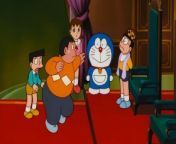 Before the film, a spaceship advises an old man to leave the island he is staying on with his son and grandson. At night, a flood wipes off the landmass. At present, Nobita asks his teacher if Heaven exists in clouds.&#60;br/&#62;&#60;br/&#62;After forcing Doraemon, they solidify build a kingdom of clouds with the help of robots. They, later on, they invite Gian, Suneo, and Shizuka to invest in building the castle. With most shares from Suneo, they build the kingdom with various facilities of their interests.&#60;br/&#62;&#60;br/&#62;Meanwhile, various nature areas of Earth are reported to have been stolen by a cloud. In Africa, a group of illegal poachers also get lifted. As the news reaches Nobita, the city cloud hits a mountain. Doraemon and Nobita check and find the boy— seen in the beginning— unconscious while riding Cryptodon, a turtle-like creature. They cure his fever and put him to rest. The next day, the group learns that the boy disappeared.&#60;br/&#62;&#60;br/&#62;They meet Paruparu, a sky-human who explains that they are in the Kingdom of Clouds, a kingdom in the sky designed by humans who resorted to living in the sky after Earth began to inhabit. She reveals that natural resources were picked from Earth to prevent them from extinction. Nobita and his friends are offered shelter, but escape, mistaking the sky humans for locking them up.