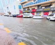 Inundated streets in Sharjah from girls in pond