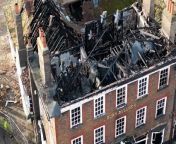 Drone footage shows destruction to historic London pub caused by huge fire from bolo fire asbe