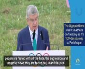 Thomas Bach was talking in Athens as the Olympic flame started it&#39;s 100 day journey to Paris