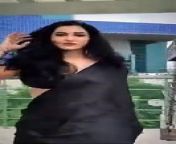 Actress Vishnu Priya Bhimeneni Hot Sexy Dance in Black Saree from salwar kameez hot danceing in raining