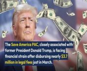 Save America PAC spent over &#36;59.5 million on legal fees since the start of 2023.&#60;br/&#62;&#60;br/&#62;MAGA Inc. can only transfer &#36;2.75 million more to Save America, raising concerns over the sustainability of such funding.