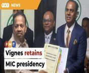 He will be the second person to serve three terms as MIC president after the late S Samy Vellu.&#60;br/&#62;&#60;br/&#62;Read More: https://www.freemalaysiatoday.com/category/nation/2024/03/27/vignes-to-retain-mic-presidency-as-no-contest-confirmed/&#60;br/&#62;&#60;br/&#62;Laporan Lanjut: https://www.freemalaysiatoday.com/category/bahasa/tempatan/2024/03/27/vignes-kekal-presiden-mic-tanpa-pencabar/&#60;br/&#62;&#60;br/&#62;Free Malaysia Today is an independent, bi-lingual news portal with a focus on Malaysian current affairs.&#60;br/&#62;&#60;br/&#62;Subscribe to our channel - http://bit.ly/2Qo08ry&#60;br/&#62;------------------------------------------------------------------------------------------------------------------------------------------------------&#60;br/&#62;Check us out at https://www.freemalaysiatoday.com&#60;br/&#62;Follow FMT on Facebook: https://bit.ly/49JJoo5&#60;br/&#62;Follow FMT on Dailymotion: https://bit.ly/2WGITHM&#60;br/&#62;Follow FMT on X: https://bit.ly/48zARSW &#60;br/&#62;Follow FMT on Instagram: https://bit.ly/48Cq76h&#60;br/&#62;Follow FMT on TikTok : https://bit.ly/3uKuQFp&#60;br/&#62;Follow FMT Berita on TikTok: https://bit.ly/48vpnQG &#60;br/&#62;Follow FMT Telegram - https://bit.ly/42VyzMX&#60;br/&#62;Follow FMT LinkedIn - https://bit.ly/42YytEb&#60;br/&#62;Follow FMT Lifestyle on Instagram: https://bit.ly/42WrsUj&#60;br/&#62;Follow FMT on WhatsApp: https://bit.ly/49GMbxW &#60;br/&#62;------------------------------------------------------------------------------------------------------------------------------------------------------&#60;br/&#62;Download FMT News App:&#60;br/&#62;Google Play – http://bit.ly/2YSuV46&#60;br/&#62;App Store – https://apple.co/2HNH7gZ&#60;br/&#62;Huawei AppGallery - https://bit.ly/2D2OpNP&#60;br/&#62;&#60;br/&#62;#FMTNews #MIC #Vigneswaran