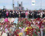 The ambassadors laid flowers at the site of last week&#39;s attack on a Moscow concert hall where at least 144 people were killed by a group of gunmen
