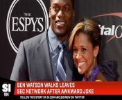 Awkwardness unfolded on SEC Network during a halftime show, as ESPN analyst and former NFL tight end Ben Watson walked off set after co analyst Peter Burns made a joke about his wife.