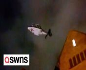 A large and unlit helicopter was spotted hovering at a low level in Shrewsbury, Shropshire on Tuesday night.&#60;br/&#62;&#60;br/&#62;The bizarre moment was caught on camera when concerned onlookers scrambled to film the helicopter near Pride Hill at around 9:30 pm.&#60;br/&#62;&#60;br/&#62;A video shows the helicopter hovering over several buildings in the area without its lights on.&#60;br/&#62;&#60;br/&#62;Local police confirmed the chopper was not theirs leading speculation to grow over the helicopter and what it was doing.&#60;br/&#62;&#60;br/&#62;Nearby RAF Shawbury later confirmed that the chopper was taking part in a training exercise - but were not involved themselves.&#60;br/&#62;&#60;br/&#62;A spokesperson said: &#92;