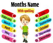 months name in english &#124; january february months name &#124; Name of twelve months &#124; english vocabulary&#60;br/&#62;#12monthsinayear #month_name_in_english #month_name_with_spelling