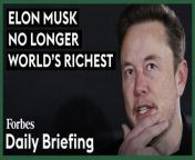 Elon Musk ceded the title of world’s richest person to Frenchman Bernard Arnault of luxury conglomerate LVMH Tuesday evening, after a Delaware judge voided a hefty package of performance-based Tesla options awarded to Musk in 2018. Those shares had been worth more than &#36;50 billion. Forbes estimates that Musk is now worth &#36;184.5 billion. He now trails Arnault (estimated net worth: &#36;210.8 billion) but remains ahead of the world’s third richest person, Amazon’s Jeff Bezos (&#36;179 billion).&#60;br/&#62;&#60;br/&#62;In her ruling, Delaware judge Kathaleen McCormick determined that Musk and his co-defendants, Tesla and certain of its board members, failed to prove that the process underlying the award of “the largest potential compensation opportunity ever observed in public markets” was fair due to conflicts of interest and Musk’s “control” over the board. Musk’s options were worth &#36;50.9 billion (net of exercise cost) at Tuesday’s stock market close (the value of the package varies based on Tesla&#39;s stock price; Tesla estimated that the options would be worth &#36;55.8 billion upon fully vesting, which occurred in late 2022). Because of the ruling, he won’t be able to exercise or sell them. Given the high level of uncertainty about what comes next–including an appeal of the ruling, Forbes has discounted Musk’s options by 50%, enough to knock his net worth down by &#36;25.5 billion after the decision.&#60;br/&#62;&#60;br/&#62;Read the full story on Forbes: https://www.forbes.com/sites/mattdurot/2024/01/31/elon-musk-no-longer-worlds-richest-after-judge-voids-51-billion-pay-package/?sh=26c43b486c26&#60;br/&#62;&#60;br/&#62;Forbes Daily Briefing shares the best of Forbes reporting on wealth, business, entrepreneurship, leadership and more. Tune in every day, seven days a week, to hear a new story. Subscribe here: https://art19.com/shows/forbes-daily-briefing&#60;br/&#62;Subscribe to FORBES: https://www.youtube.com/user/Forbes?sub_confirmation=1&#60;br/&#62;&#60;br/&#62;Fuel your success with Forbes. Gain unlimited access to premium journalism, including breaking news, groundbreaking in-depth reported stories, daily digests and more. Plus, members get a front-row seat at members-only events with leading thinkers and doers, access to premium video that can help you get ahead, an ad-light experience, early access to select products including NFT drops and more:&#60;br/&#62;&#60;br/&#62;https://account.forbes.com/membership/?utm_source=youtube&amp;utm_medium=display&amp;utm_campaign=growth_non-sub_paid_subscribe_ytdescript&#60;br/&#62;&#60;br/&#62;Stay Connected&#60;br/&#62;Forbes newsletters: https://newsletters.editorial.forbes.com&#60;br/&#62;Forbes on Facebook: http://fb.com/forbes&#60;br/&#62;Forbes Video on Twitter: http://www.twitter.com/forbes&#60;br/&#62;Forbes Video on Instagram: http://instagram.com/forbes&#60;br/&#62;More From Forbes:http://forbes.com&#60;br/&#62;&#60;br/&#62;Forbes covers the intersection of entrepreneurship, wealth, technology, business and lifestyle with a focus on people and success.