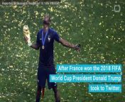 After France won the 2018 FIFA World Cup President Donald Trump took to Twitter. According to Business Insider he congratulated France, saying they “played extraordinary soccer.”