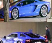 The 23-year-old singer was spotted leaving a recording studio in Los Angeles on Friday behind the wheel of a new electric blue Lamborghini.