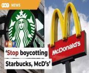 As the boycott persists, employees share their hardships amid declining sales, shedding light on their impact beyond corporate losses.&#60;br/&#62;&#60;br/&#62;Read More: https://www.freemalaysiatoday.com/category/nation/2024/03/23/stop-boycotting-starbucks-mcds-plead-outlets-current-former-workers/&#60;br/&#62;&#60;br/&#62;Laporan Lanjut: https://www.freemalaysiatoday.com/category/bahasa/tempatan/2024/03/23/henti-boikot-starbucks-mcdonalds-rayu-pekerja/&#60;br/&#62;&#60;br/&#62;Free Malaysia Today is an independent, bi-lingual news portal with a focus on Malaysian current affairs.&#60;br/&#62;&#60;br/&#62;Subscribe to our channel - http://bit.ly/2Qo08ry&#60;br/&#62;------------------------------------------------------------------------------------------------------------------------------------------------------&#60;br/&#62;Check us out at https://www.freemalaysiatoday.com&#60;br/&#62;Follow FMT on Facebook: https://bit.ly/49JJoo5&#60;br/&#62;Follow FMT on Dailymotion: https://bit.ly/2WGITHM&#60;br/&#62;Follow FMT on X: https://bit.ly/48zARSW &#60;br/&#62;Follow FMT on Instagram: https://bit.ly/48Cq76h&#60;br/&#62;Follow FMT on TikTok : https://bit.ly/3uKuQFp&#60;br/&#62;Follow FMT Berita on TikTok: https://bit.ly/48vpnQG &#60;br/&#62;Follow FMT Telegram - https://bit.ly/42VyzMX&#60;br/&#62;Follow FMT LinkedIn - https://bit.ly/42YytEb&#60;br/&#62;Follow FMT Lifestyle on Instagram: https://bit.ly/42WrsUj&#60;br/&#62;Follow FMT on WhatsApp: https://bit.ly/49GMbxW &#60;br/&#62;------------------------------------------------------------------------------------------------------------------------------------------------------&#60;br/&#62;Download FMT News App:&#60;br/&#62;Google Play – http://bit.ly/2YSuV46&#60;br/&#62;App Store – https://apple.co/2HNH7gZ&#60;br/&#62;Huawei AppGallery - https://bit.ly/2D2OpNP&#60;br/&#62;&#60;br/&#62;#FMTNews #Starbucks #McDonalds #Boycott