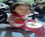 Cute Trishu eating cake on her Aunty birthday