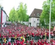 Bayer Leverkusen fans lined the streets to cheer the team on as they look for a maiden Bundesliga title.