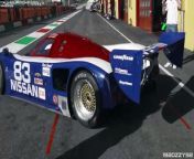 Nissan R90CK Group C car racing at Mugello_ VRH35Z V8 Engine Sound w_ Unusual 'Rear' Exhaust! from baby racing game