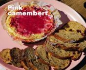 Pink camembert from black pink cleavage