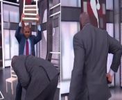 NBA legend Charles Barkley smashes Shaq with a chair during live TV &#39;Fall Guy&#39; segmentSource NBA on TNT