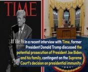 In a recent interview with Time, former President Donald Trump discussed the potential prosecution of President Joe Biden and his family, contingent on the Supreme Court’s decision on presidential immunity.&#60;br/&#62;&#60;br/&#62;What Happened: Trump hinted at the possibility of Biden being prosecuted for “20 different acts,” accusing him of mishandling situations in Afghanistan and Ukraine, and causing disorder at the U.S. border. At the same time, he clarified that none of those potential acts had anything to do with him.