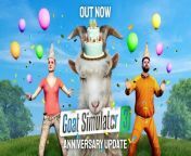 When all seemed lost and it looked like no one had turned up for Pilgor’s birthday party, a mysterious crack in spacetime appeared and the classic NPCs from the original Goat Simulator game materialised. As part of the Goat Simulator 3 anniversary celebrations, players can find the mysterious spacetime crack in-game in Suburbsville, alongside new 10 Year Birthday Cake headgear, Party Hats, as well as an updated main menu decorated for the occasion.