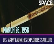 On March 26, 1958, the United States launched its third satellite into space. &#60;br/&#62;&#60;br/&#62;Explorer 3 was almost identical to Explorer 1, which was the first satellite the U.S. ever launched. Explorer 3 launched on a Juno I rocket from Cape Canaveral and entered an eccentric orbit. This means it was following a long elliptical path around the Earth. Its payload included a cosmic ray counter and a micrometeorite detector. The data from Explorer 3 and Explorer 1 led to the discovery of the Van Allen radiation belt. This is a region around the Earth where charged particles from the sun get trapped by Earth&#39;s magnetic field. Explorer 3 spent 93 days orbiting the Earth before its orbit decayed.